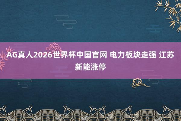 AG真人2026世界杯中国官网 电力板块走强 江苏新能涨停