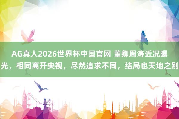 AG真人2026世界杯中国官网 董卿周涛近况曝光，相同离开央视，尽然追求不同，结局也天地之别