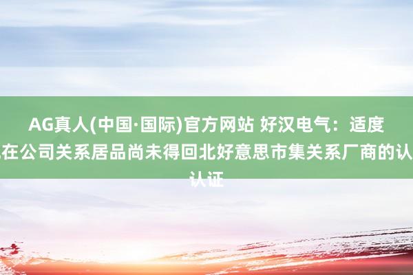 AG真人(中国·国际)官方网站 好汉电气：适度现在公司关系居品尚未得回北好意思市集关系厂商的认证