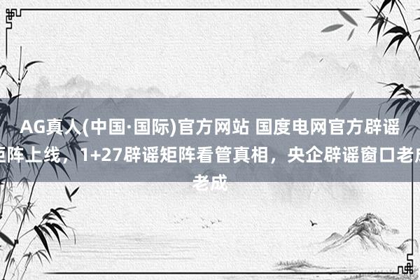 AG真人(中国·国际)官方网站 国度电网官方辟谣矩阵上线，1+27辟谣矩阵看管真相，央企辟谣窗口老成