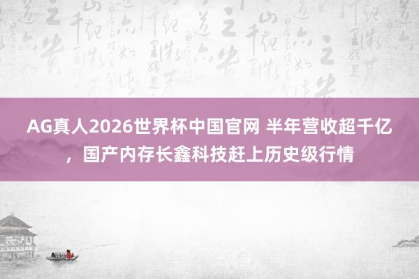 AG真人2026世界杯中国官网 半年营收超千亿，国产内存长鑫科技赶上历史级行情