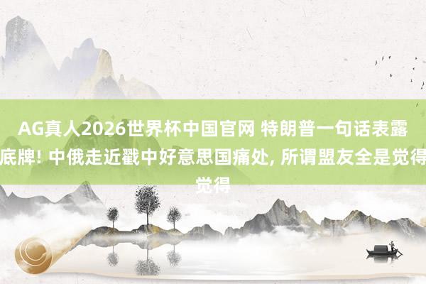 AG真人2026世界杯中国官网 特朗普一句话表露底牌! 中俄走近戳中好意思国痛处， 所谓盟友全是觉得