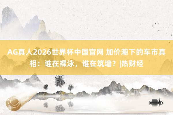 AG真人2026世界杯中国官网 加价潮下的车市真相：谁在裸泳，谁在筑墙？|热财经