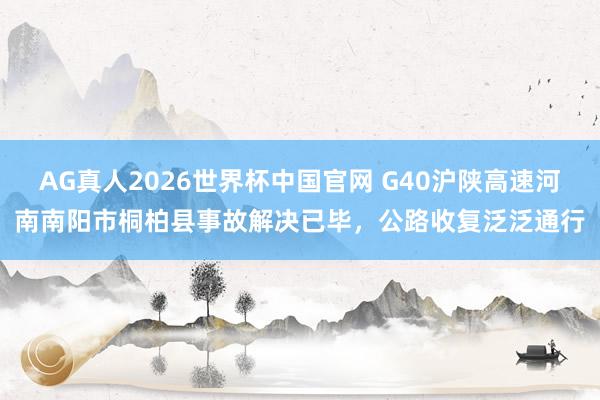 AG真人2026世界杯中国官网 G40沪陕高速河南南阳市桐柏县事故解决已毕，公路收复泛泛通行