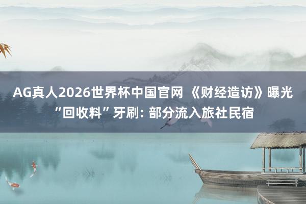 AG真人2026世界杯中国官网 《财经造访》曝光“回收料”牙刷: 部分流入旅社民宿