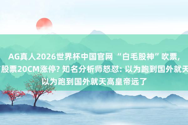AG真人2026世界杯中国官网 “白毛股神”吹票， 提一嘴就有股票20CM涨停? 知名分析师怒怼: 以为跑到国外就天高皇帝远了