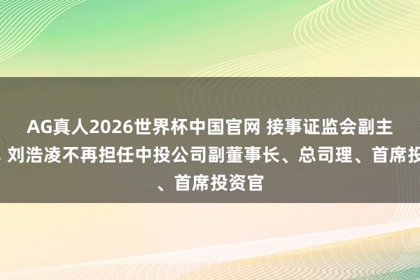 AG真人2026世界杯中国官网 接事证监会副主席后， 刘浩凌不再担任中投公司副董事长、总司理、首席投资官