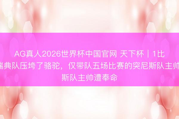 AG真人2026世界杯中国官网 天下杯｜1比5惨败瑞典队压垮了骆驼，仅带队五场比赛的突尼斯队主帅遭奉命