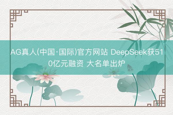 AG真人(中国·国际)官方网站 DeepSeek获510亿元融资 大名单出炉